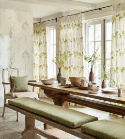 Poppy Pods Fabric by Sanderson Olive/Almond
