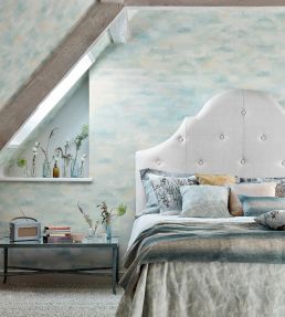 Bamburgh Sky Wallpaper by Sanderson Mist Blue