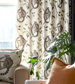 Ringtailed Lemur Fabric by Sanderson Grey