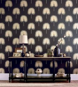 Fan Palm Wallpaper by Sanderson Charcoal/Gold