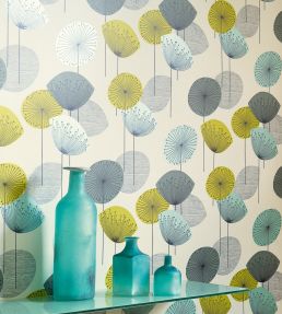 Dandelion Clocks Wallpaper by Sanderson Blackcurrant
