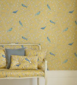 Finches Wallpaper by Sanderson Duck Egg