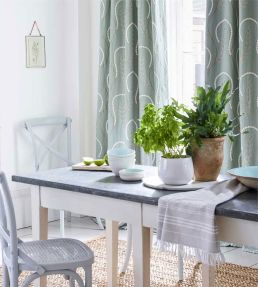 Chamomile Trail Fabric by Sanderson Teal / Green