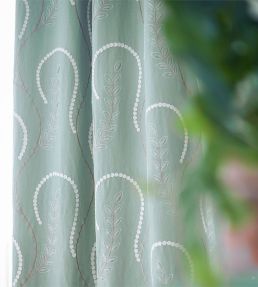 Chamomile Trail Fabric by Sanderson Teal / Green