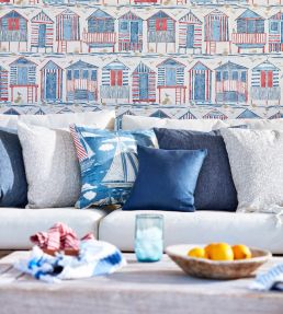 Beach Huts Wallpaper by Sanderson Nautical