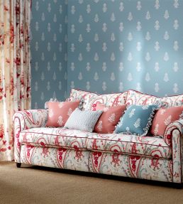 Jamila Fabric by Sanderson Coral/Aqua