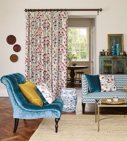 Ottoman Flowers Fabric by Sanderson Cherry/Indigo