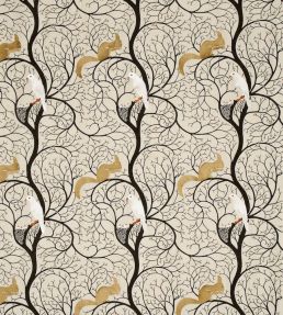 Squirrel & Dove Embroidery Fabric by Sanderson Linen/Ivory