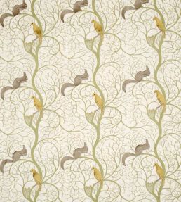 Squirrel & Dove Embroidery Fabric by Sanderson Sage/Neutral