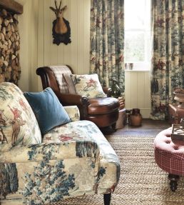 Tally Ho Fabric by Sanderson Evergreen/Crimson