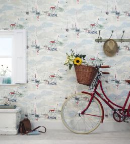 Sail Away Wallpaper by Sanderson Sky Blue