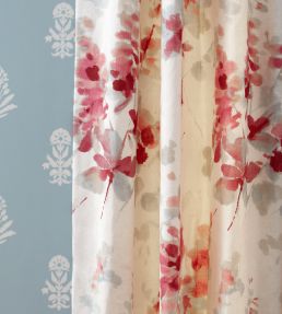 Delphiniums Fabric by Sanderson Coral