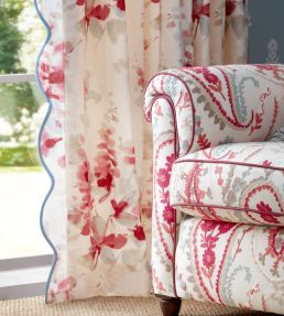 Delphiniums Fabric by Sanderson Coral