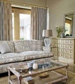 Magnolia & Pomegranate Fabric by Sanderson Grey Blue/Parchment
