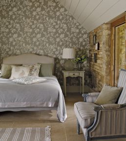 Magnolia & Pomegranate Wallpaper by Sanderson Grey Blue/Parchment