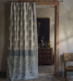 Sanganeri Block Print Fabric by Zoffany Tempest/Olive