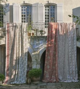 Sanganeri Block Print Fabric by Zoffany Tuscan Pink/Eau de Nil