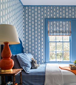 Santa Barbara Ikat Wallpaper by Schumacher Indigo