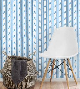 Santa Barbara Ikat Wallpaper by Schumacher Indigo