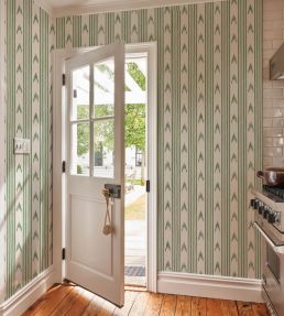 Santa Barbara Ikat Wallpaper by Schumacher Leaf Green