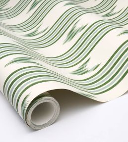 Santa Barbara Ikat Wallpaper by Schumacher Leaf Green