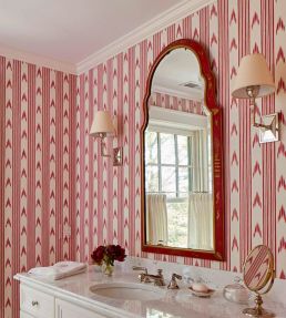 Santa Barbara Ikat Wallpaper by Schumacher Pink