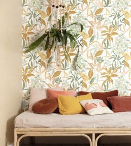 Santiago Wallpaper by Caselio Vert Orange