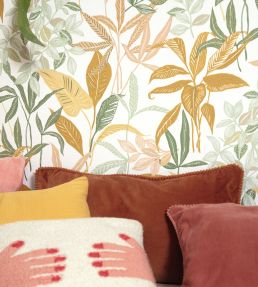 Santiago Wallpaper by Caselio Vert Orange