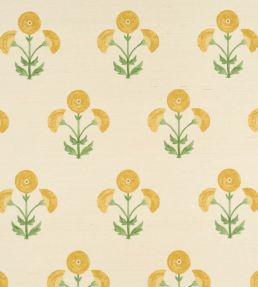 Saranda Flower Sisal Wallpaper by Schumacher Marigold