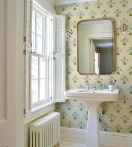 Saranda Flower Sisal Wallpaper by Schumacher Sky