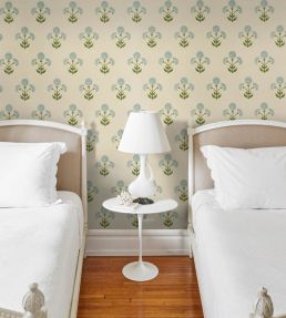 Saranda Flower Sisal Wallpaper by Schumacher Sky