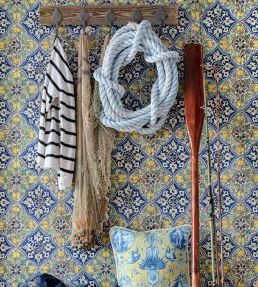 Sardegna Tiles Wallpaper by MINDTHEGAP Green Indigo