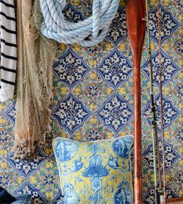 Sardegna Tiles Wallpaper by MINDTHEGAP Green Indigo