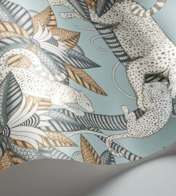 Satara Wallpaper by Cole & Son Slate & White Mica on Print Room Blue