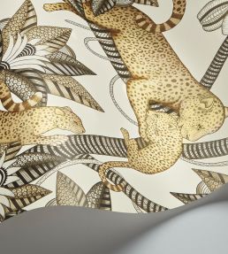 Satara Wallpaper by Cole & Son Soot & Metallic Gold on Linen