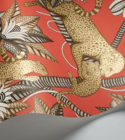 Satara Wallpaper by Cole & Son Soot & Metallic Gold on Rouge