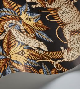 Satara Wallpaper by Cole & Son Burnt Orange & Sand on Black