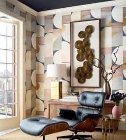 Saturn Wallpaper by Thibaut Metallic Copper and Black