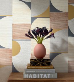 Saturn Wallpaper by Thibaut Metallic Copper and Black
