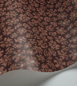 Savanna Shell Wallpaper by Cole & Son Terracotta Claret & Metallic Gold