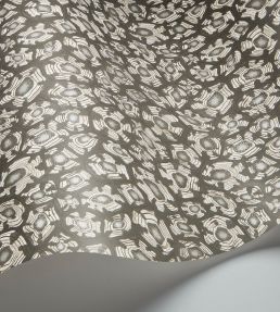 Savanna Shell Wallpaper by Cole & Son Soot Snow & Metallic Silver