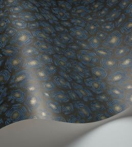 Savanna Shell Wallpaper by Cole & Son Denim Charcoal & Metallic Gold
