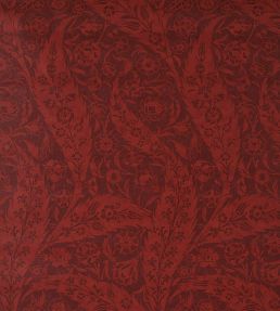 Saz Paisley Wallpaper by Schumacher Burgundy