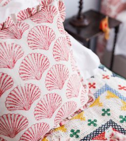Scallop Shell Cushion 47 x 34cm by Barneby Gates Red