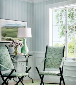 Scarlet Stripe Wallpaper by Thibaut Blush