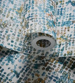 Scintilla Wallpaper by Clarke & Clarke Teal/Spice