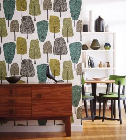 Cedar Wallpaper by Scion Almond / Cobalt / Midnight