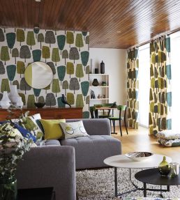 Cedar Wallpaper by Scion Almond / Cobalt / Midnight