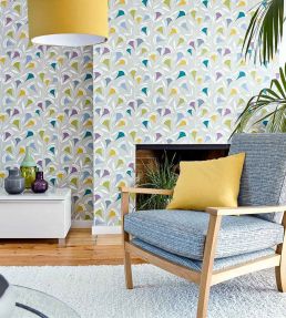 Noukku Wallpaper by Scion Watermelon / Tangerine / Slate
