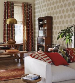 Yoki Fabric by Scion Terracotta / Moss / Amber